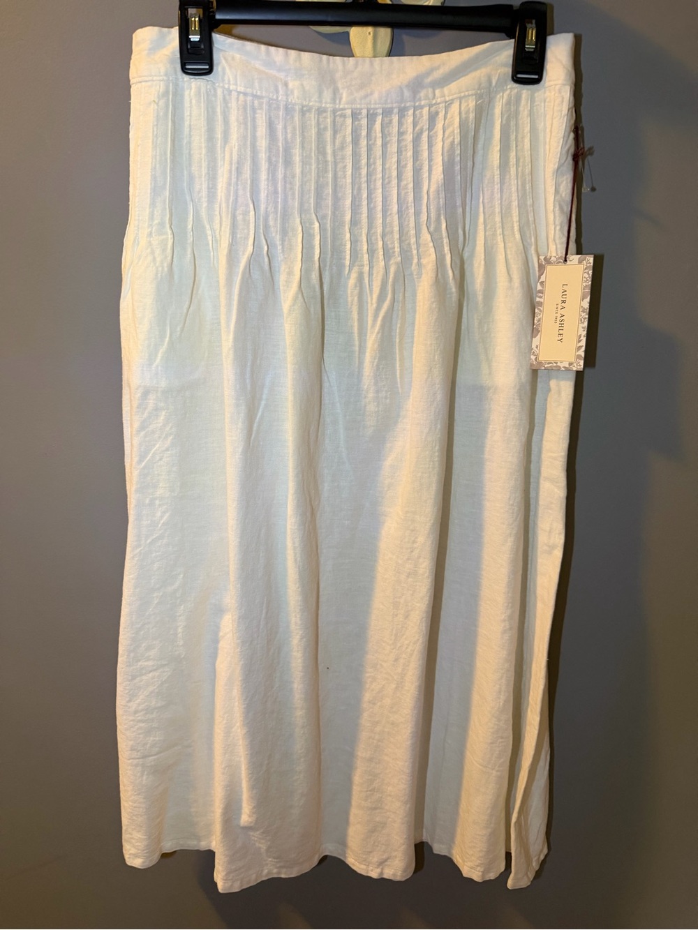 Laura Ashley Cream Midi Skirt - Pleated Yoke